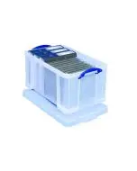 REALLY USEFUL 48L PLASTIC STORAGE BOX W600XD400XH310MM CLEAR 48C