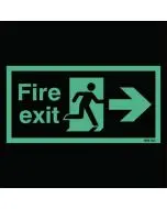 SAFETY SIGN NITEGLO FIRE EXIT RUNNING MAN ARROW RIGHT 150X450MM SELF-ADHESIVE NG26A/S  (PACK OF 1)