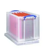 REALLY USEFUL 24L PLASTIC STORAGE BOX WITH LID W465XD270XH290MM CLEAR RUP80256