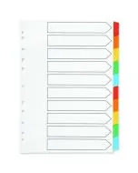 Q-CONNECT 10-PART INDEX MULTI-PUNCHED REINFORCED BOARD MULTI-COLOUR BLANK TABS A4 WHITE KF01526
