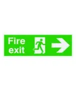 SAFETY SIGN NITEGLO FIRE EXIT RUNNING MAN ARROW RIGHT 150X450MM PVC FX04411M  (PACK OF 1)