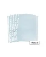 A4 PUNCHED POCKET CLEAR 40 MICRON 270486 (PACK OF 100 POCKETS) WX24001