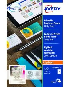 AVERY MULTIPURPOSE BUSINESS CARDS MATTE WHITE (PACK OF 250) C32011-25 (PACK OF 25 SHEETS)