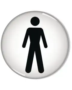 DOMED SIGN MEN SYMBOL 60MM (SELF-ADHESIVE BACKING, BLACK FIGURE ON WHITE BACKGROUND) RDS2 (PACK OF 1)