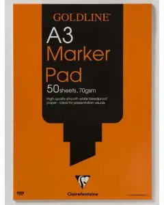 CLAIREFONTAINE GOLDLINE A3 30 SHEET 70GSM ACID-FREE BLEEDPROOF PAPER WHITE MARKER PAD GPB1A3 (PACK OF 1)