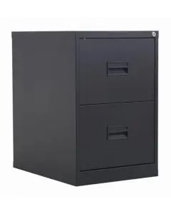 TC STEEL 2 DRAWER FILING CABINET BLACK