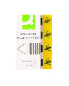Q-CONNECT QUICK SIGNATURE MARKERS 20 X 45MM YELLOW (PACK OF 160 MARKERS) KF01979