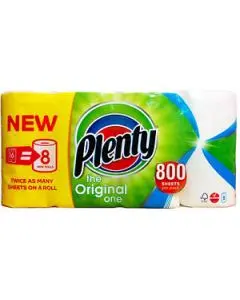PLENTY KITCHEN ROLL WHITE (PACK OF 8 ROLLS)