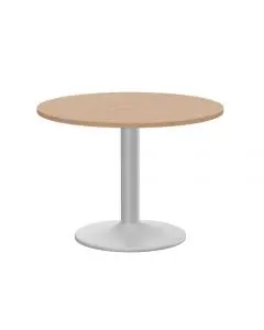 KITO MEETING TABLE 1000MM ROUND TOP SILVER CYLINDER BASE - BEECH