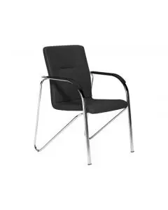 O.SANDY SERIES MEETING CHAIR CHROME FRAME BLACK WOODEN ARMS - LOTUS BLACK L001