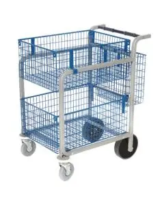 GOSECURE HEAVY DUTY MAIL TROLLEY 2 X WIRE BASKETS MT3