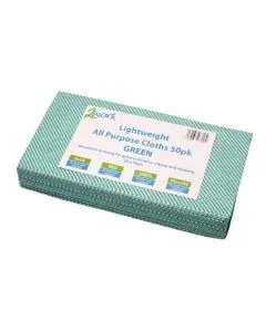 2WORK ALL-PURPOSE CLOTH 600X300MM GREEN (PACK OF 50) 102840GN