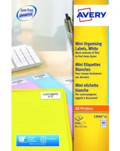 AVERY LASER LABELS 46X11.11MM 84 PER SHEET WHITE(PACK OF 2100)L7656-25 (PACK OF 25 SHEETS)