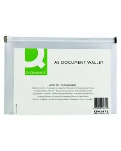 Q-CONNECT DOCUMENT ZIP WALLET A5 TRANSPARENT (PACK OF 10 WALLETS) KF03672