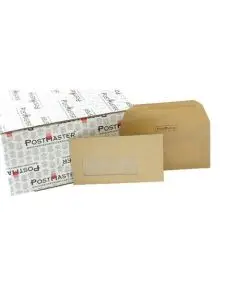 POSTMASTER DL ENVELOPE 114X235MM WINDOW GUMMED 80GSM MANILLA (PACK OF 500) D29152