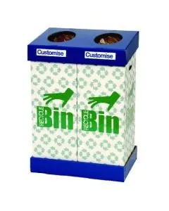 ACORN OFFICE TWIN RECYCLING BIN BLUE/GREEN (95 LITRES EACH BIN) 802853