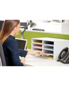 BANKERS BOX BY FELLOWES DESKTOP SORTER STACKABLE FASTFOLD RECYCLED FSC A4 GREEN/WHITE REF 4472601