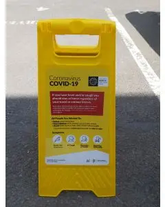 CAUTION FOLDING COVID SAFETY SIGN YELLOW (PACK OF 1)