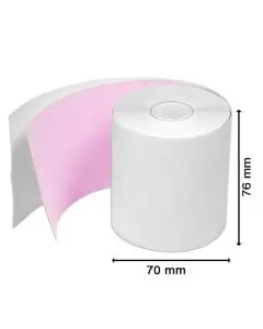 2 PLY CARBONLESS WHITE / PINK ROLLS 76X70X12.5MM  (PACK OF 20)