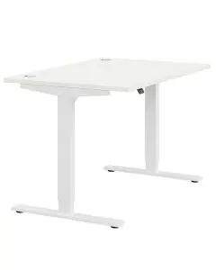 ZOOM HEIGHT ADJUSTABLE DESK WHITE TOP WHITE LEG 1200MM X 800MM WITH PORTALS