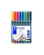 STAEDTLER LUMOCOLOUR PEN PERMANENT FINE ASSORTED (PACK OF 8)
