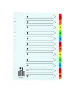 Q-CONNECT 1-12 INDEX EXTRA WIDE REINFORCED MULTI-COLOUR TABS KF76985