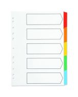 Q-CONNECT 5-PART INDEX MULTI-PUNCHED REINFORCED BOARD MULTI-COLOUR BLANK TABS A4 WHITE KF01525