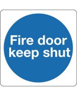SAFETY SIGN FIRE DOOR KEEP SHUT 100X100MM SELF-ADHESIVE (PACK OF 5) KM14AS