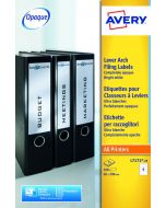 AVERY LASER INKJ LEVER ARCH LABELS 4 PER SHEET 200X60MM WHITE (PACK OF 100) L7171-25 (PACK OF 25 SHEETS)