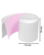 2 PLY CARBONLESS WHITE / PINK ROLLS 76X70X12.5MM  (PACK OF 20)