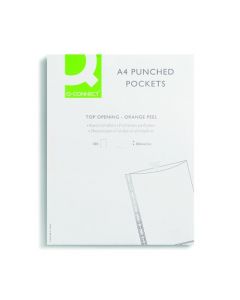Q-CONNECT PUNCHED POCKETS POLYPROPYLENE 40 MICRON A4 CLEAR (PACK OF 100 POCKETS) KF24001