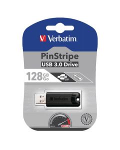 Verbatim Pinstripe USB 3.0 Flash Drive 128GB Black 49319
