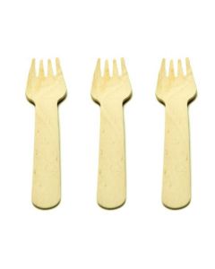 DISPOSABLE WOODEN FORKS (PACK OF 100 FORKS).
