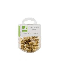 Q-CONNECT DRAWING PINS BRASS  KF02018Q (PACK OF 100)