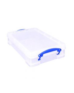 REALLY USEFUL 4 LITRE PLASTIC STORAGE BOX WITH LID 395X255X80MM CLEAR KING4C