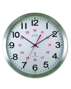 ACCTIM CENTURY 24 HOUR RADIO CONTROLLED CLOCK ALUMINIUM 74457