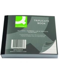 Q-CONNECT FEINT RULED TRIPLICATE BOOK 102X127MM KF04097 (PACK OF 1)