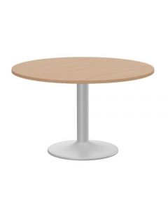 KITO MEETING TABLE 1200MM ROUND TOP SILVER CYLINDER BASE - BEECH