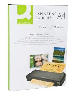 Q-CONNECT A4 LAMINATING POUCH 160 MICRON (PACK OF 100) KF04114