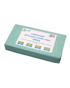 2WORK ALL-PURPOSE CLOTH 600X300MM GREEN (PACK OF 50) 102840GN