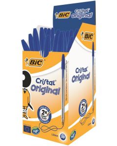 BIC CRISTAL BALLPOINT PEN MEDIUM BLUE (PACK OF 50) 837360