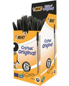 BIC CRISTAL BALLPOINT PEN MEDIUM BLACK (PACK OF 50) 837363