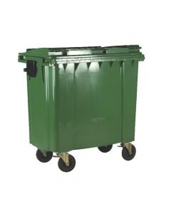WHEELIE BIN WITH FLAT LID 770 LITRE GREEN (DIMENSIONS: H1360 X W1350 X D770MM) 377387
