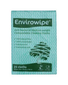 ENVIROWIPE ANTIBACTERIAL CLEANING CLOTHS 500X360MM GREEN (PACK OF 25) EWF152