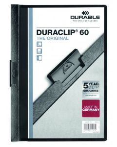 DURABLE 6MM DURACLIP FILE A4 BLACK (PACK OF 25) 2209/01