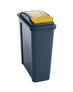 VFM RECYCLING BIN WITH LID 25 LITRE YELLOW (DIMENSIONS: 190 X 400 X 510MM) 384283
