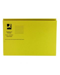 Q-CONNECT SQUARE CUT FOLDER MEDIUMWEIGHT 250GSM FOOLSCAP YELLOW (PACK OF 100 FOLDERS) KF01185