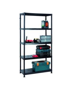 BARTON 5 TIER PLASTIC SHELVING 1840X900X400MM BLACK G09045