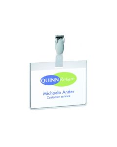 DURABLE VISITOR BADGE WITH PLASTIC CLIP 60X90MM TRANSPARENT (PACK OF 25) 8143/19