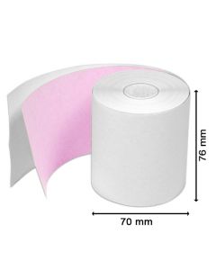 2 PLY CARBONLESS WHITE / PINK ROLLS 76X70X12.5MM  (PACK OF 20)